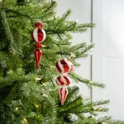 6" Red & White Assorted Finial Set Of 6 5 6" Red & White Assorted Finial Set Of 6 -Christmas decorations 0671406944 2