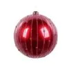 4" Burgundy With Beaded Glitter Stripes Ornament Set Of 12 -Christmas decorations 0671407241