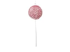 10" Red Lollipop With Clear Glitter Set Of 12