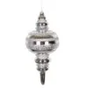 13" Silver Stripe Finial Ornament Set Of 2 -Christmas decorations 0671407518