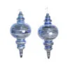 13" Blue & Silver Shiny Glitter Finial Set Of 2 1 13" Blue & Silver Shiny Glitter Finial Set Of 2 -Christmas decorations 0671407543