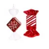 4" Red & White Shiny Candy Ornament Set Of 6
