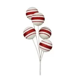 24" Red & White Candy Ball Pick Set Of 6