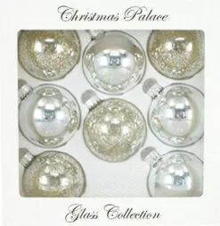 2.5" Silver Glass Ornament Set Of Set Of 24