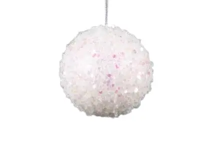 3" White Iridescent Sequin Ball Set Of 24 3 3" White Iridescent Sequin Ball Set Of 24