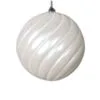 8" White With Glitter Swirl Ball Set Of 6 1 8" White With Glitter Swirl Ball Set Of 6 -Christmas decorations 0671407908B