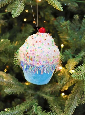 4" Blue Cupcake With Sprinkles Set Of 4 4 4" Blue Cupcake With Sprinkles Set Of 4 - Image 2