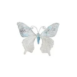 12" Arctic Blue & Silver Mesh Butterfly Set Of 6