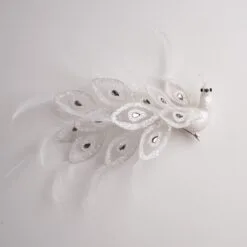 10" White Glitter Peacock Set Of 2