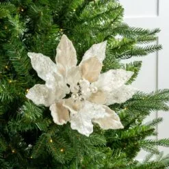 18" Icy Poinsettia Stem Set Of 6 -Christmas decorations 0671408815 2