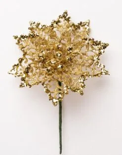 6" Glitter Poinsettia Set Of 6 15 6" Glitter Poinsettia Set Of 6 -Christmas decorations 0671408907