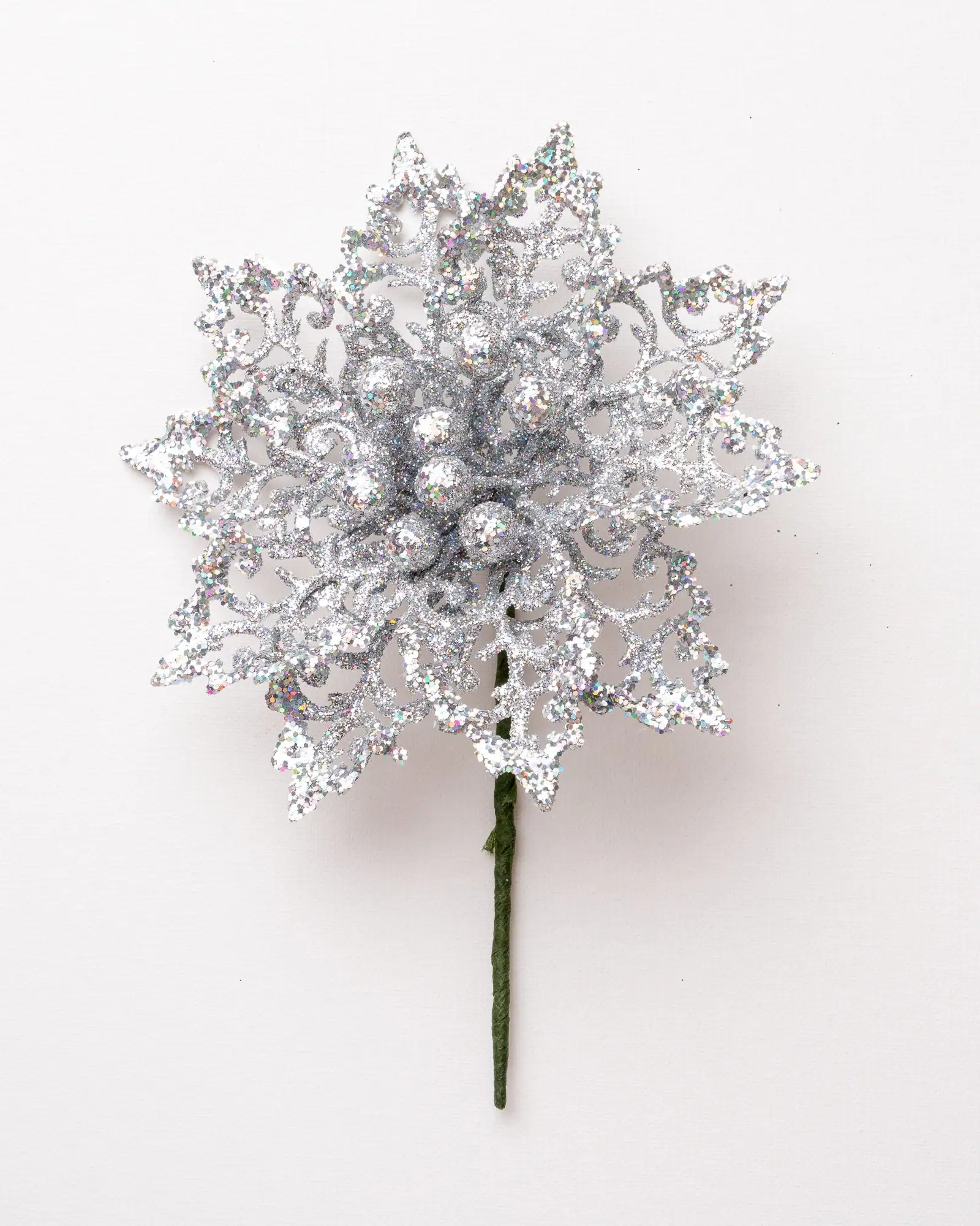 6" Glitter Poinsettia Set Of 6 9 6" Glitter Poinsettia Set Of 6 - Image 7