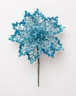 6" Glitter Poinsettia Set Of 6