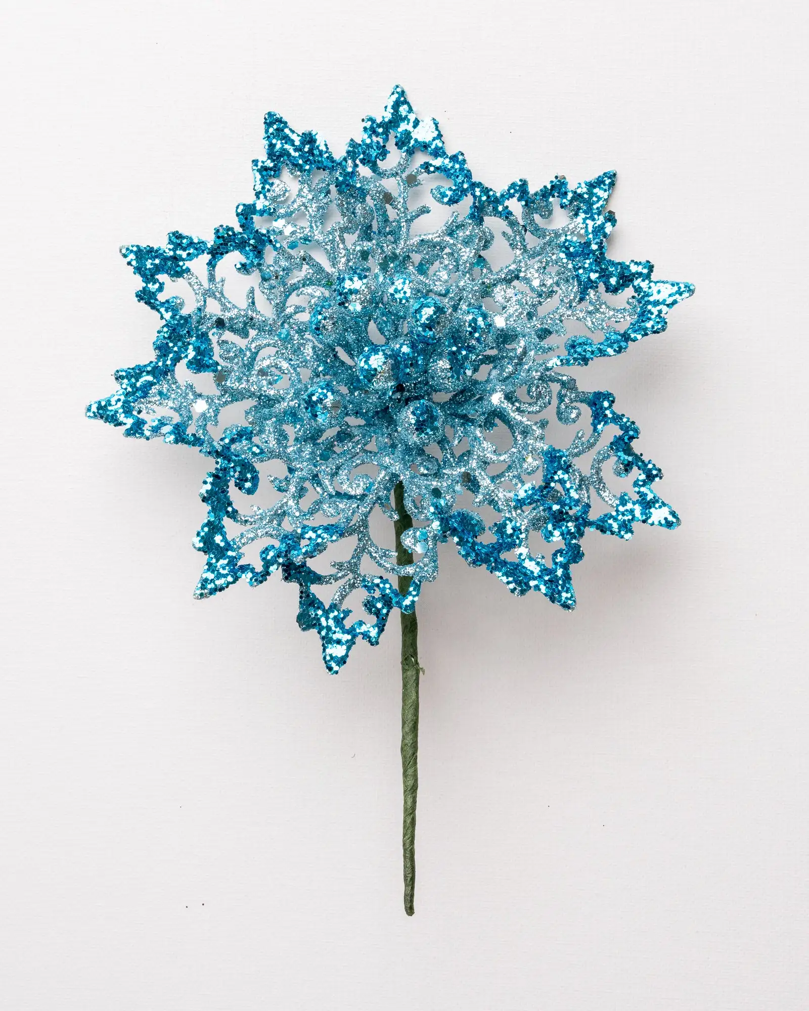 6" Glitter Poinsettia Set Of 6 3 6" Glitter Poinsettia Set Of 6