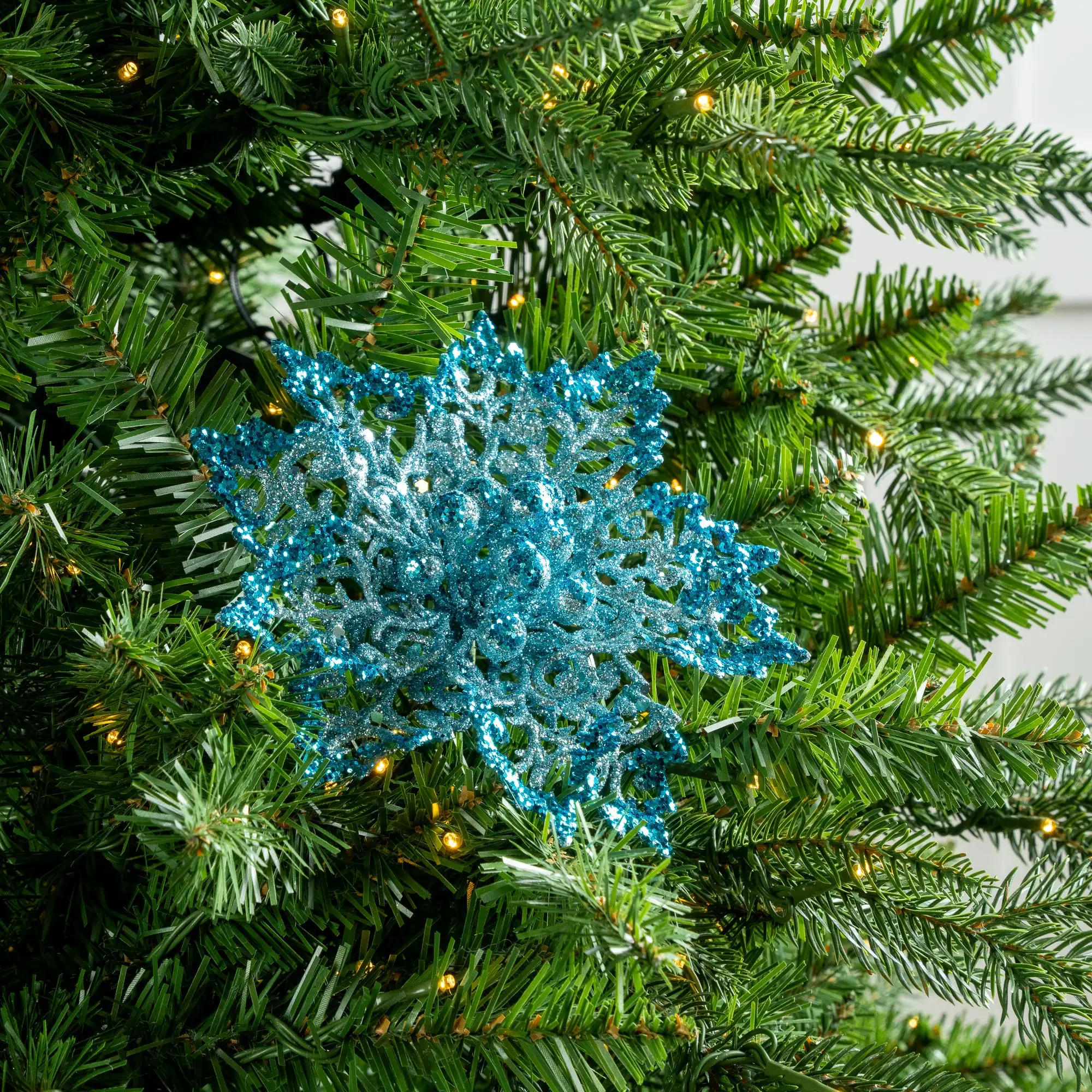 6" Glitter Poinsettia Set Of 6 4 6" Glitter Poinsettia Set Of 6 - Image 2