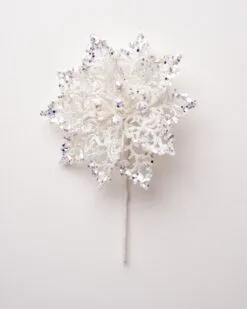 6" Glitter Poinsettia Set Of 6 17 6" Glitter Poinsettia Set Of 6 -Christmas decorations 0671408911 1