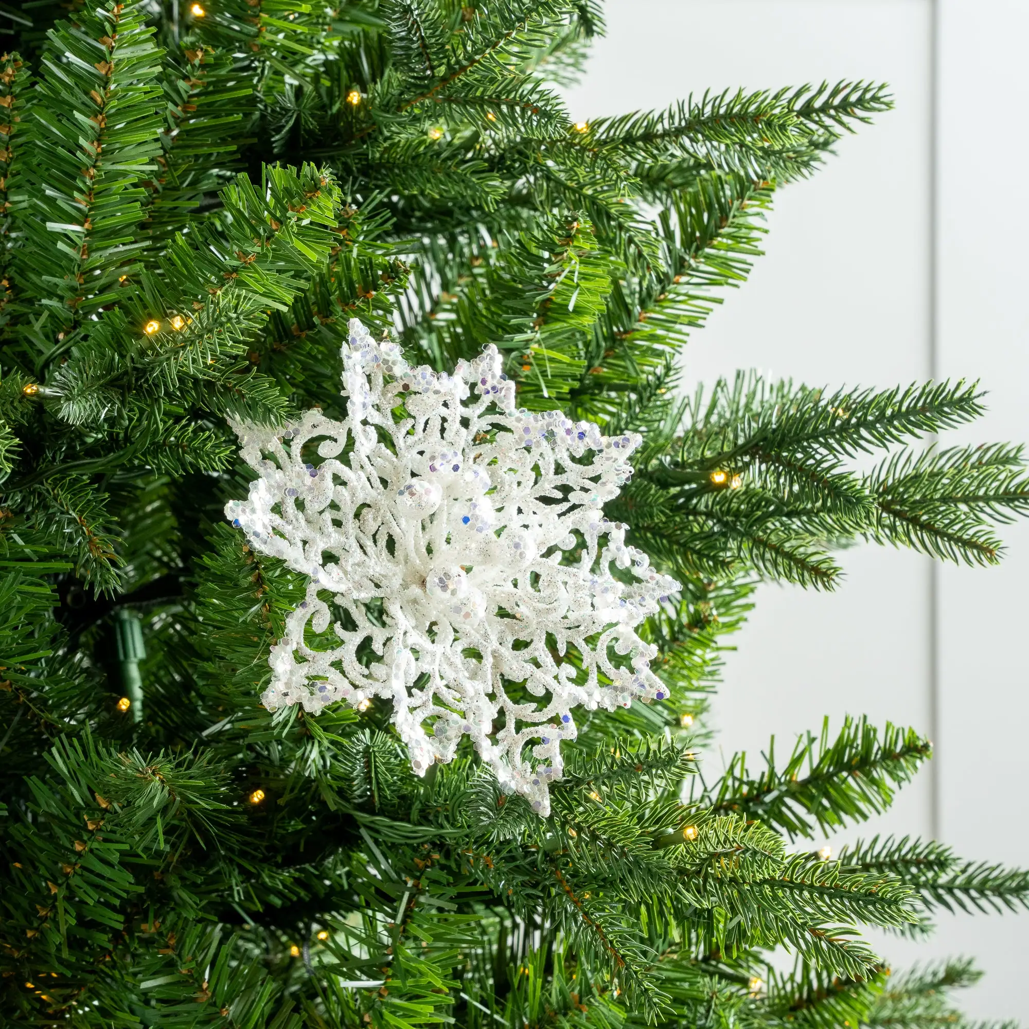 6" Glitter Poinsettia Set Of 6 8 6" Glitter Poinsettia Set Of 6 - Image 6