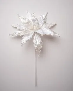 16" Glitter Poinsettia Stem Set Of 6