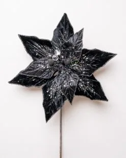 12" Glitter Poinsettia Pick Set Of 6