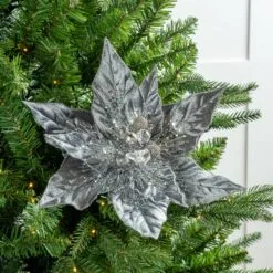 12" Glitter Poinsettia Pick Set Of 6 -Christmas decorations 0671409101 2