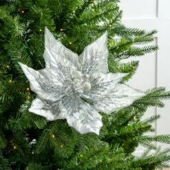 12" Glitter Poinsettia Pick Set Of 6 -Christmas decorations 0671409102 2