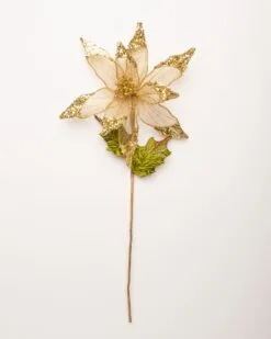 25" Gold Tipped Poinsettia Set Of 6