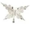 10" White Glitter Butterfly Clip Set Of 6 -Christmas decorations 0671409296A