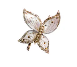 8" Ivory & Gold Gem Butterfly Set Of 6