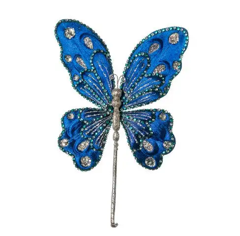 9" Blue Glitter Butterfly Set Of 6 3 9" Blue Glitter Butterfly Set Of 6