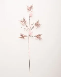 29" Pink Butterfly Branch Set Of 6