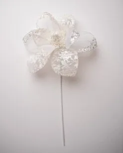 17" Glitter Hibiscus Stem Set Of 6