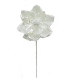 23" Pearl White Glitter Magnolia Set Of 2