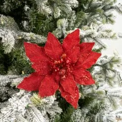 12" Glitter Poinsettia Set Of 6 -Christmas decorations 0671409573 1