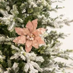 12" Glitter Poinsettia Set Of 6 -Christmas decorations 0671409575 1