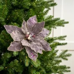 12" Glitter Poinsettia Set Of 6 -Christmas decorations 0671409576 1