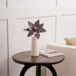 12" Glitter Poinsettia Set Of 6 -Christmas decorations 0671409576 2