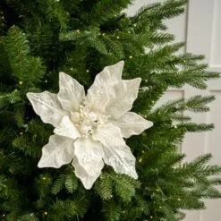 12" Glitter Poinsettia Set Of 6 -Christmas decorations 0671409577 1