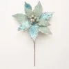 12" Blue Poinsettia Pick Set Of 6 -Christmas decorations 0671409588
