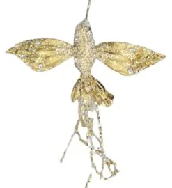 11" Gold Humming Bird Ornament Set Of 4