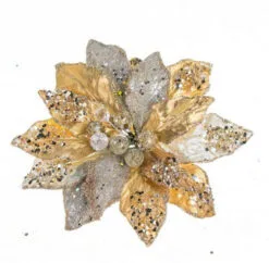 9" Glittered Poinsettia Clip Set Of 6 -Christmas decorations 0671409612web