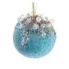 4" Aqua Gem Ball Ornament Set Of 6 -Christmas decorations 0671409657