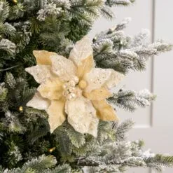 18" Poinsettia Stem With Leaves Set Of 6 -Christmas decorations 0671409713 1