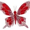 7" Red Icy Butterfly Clip Set Of 6 -Christmas decorations 0671409716