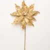 18" Gold Beaded Poinsettia Stem Set Of 6