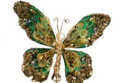 9" Emerald Gem Butterfly Clip Set Of 6