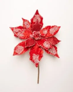 20" Icy Poinsettia Set Of 2 -Christmas decorations 0671409726