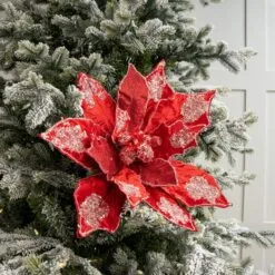 20" Icy Poinsettia Set Of 2 -Christmas decorations 0671409726 1