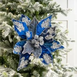 20" Icy Poinsettia Set Of 2 -Christmas decorations 0671409727 1
