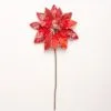 18" Icy Red & White Poinsettia Set Of 6 -Christmas decorations 0671409730