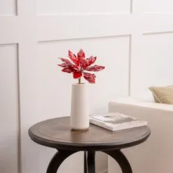 18" Icy Red & White Poinsettia Set Of 6 -Christmas decorations 0671409730 2